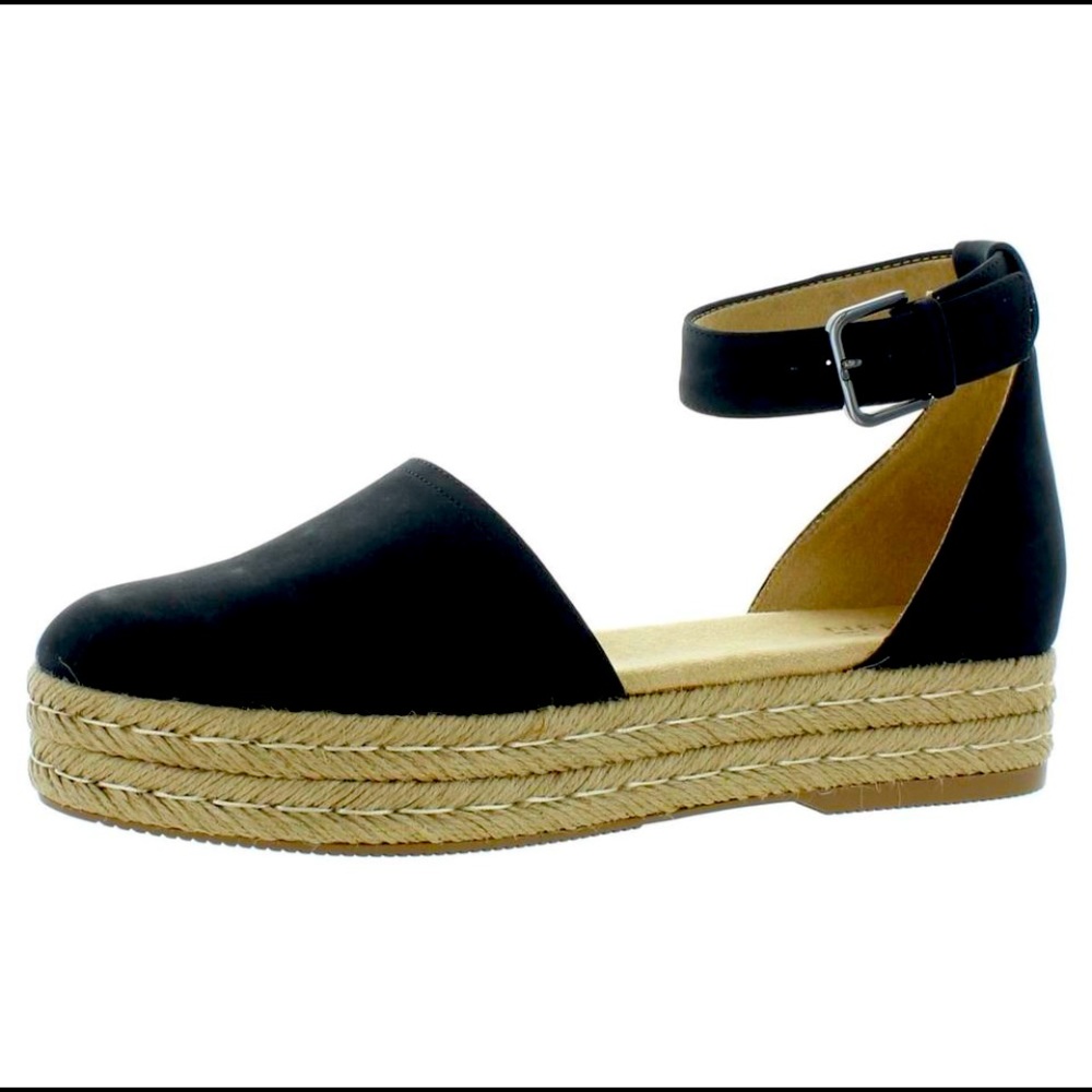 Naturalizer Waverly Black Leather Ankle strap Espadrilles Women’s Sandals